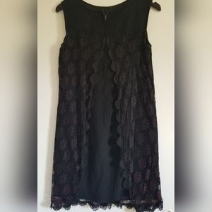 1960s black crazy daisy lace dress
